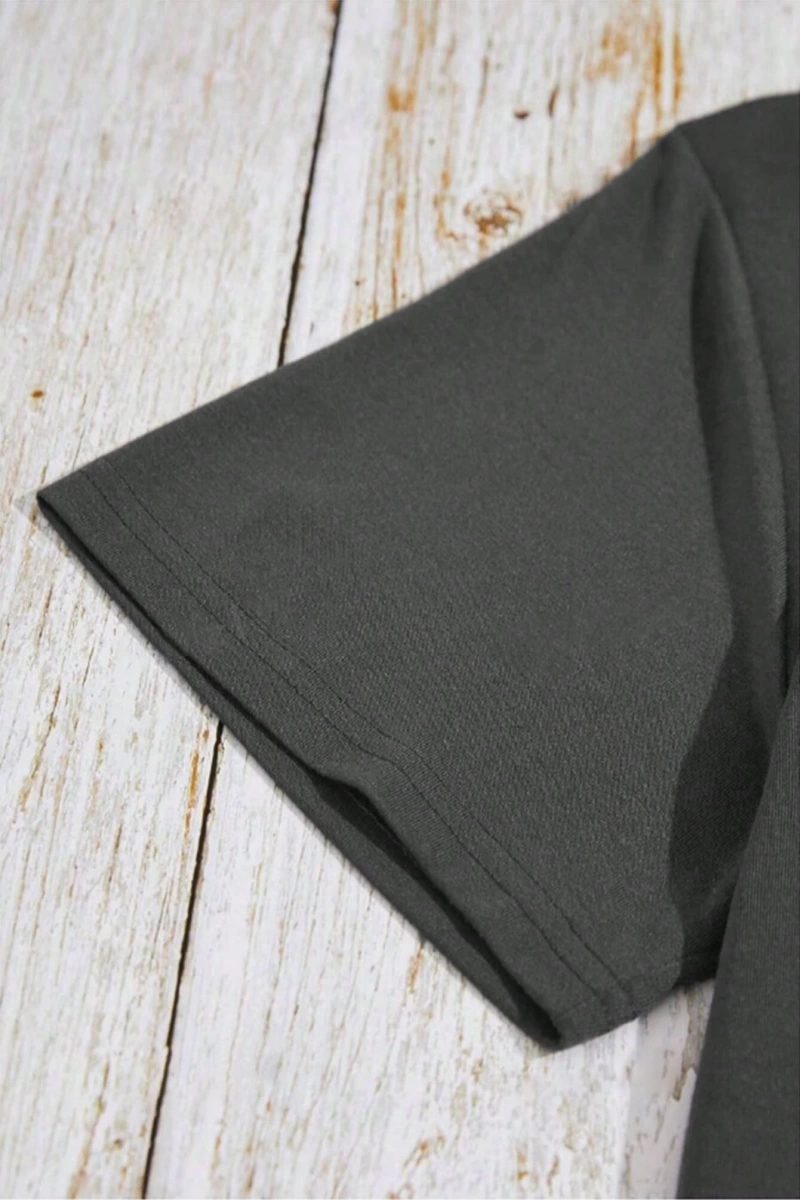 Rahat Çok Yönlü Minimalist Düz Renk Yuvarlak Yaka Kısa Kollu Tişört