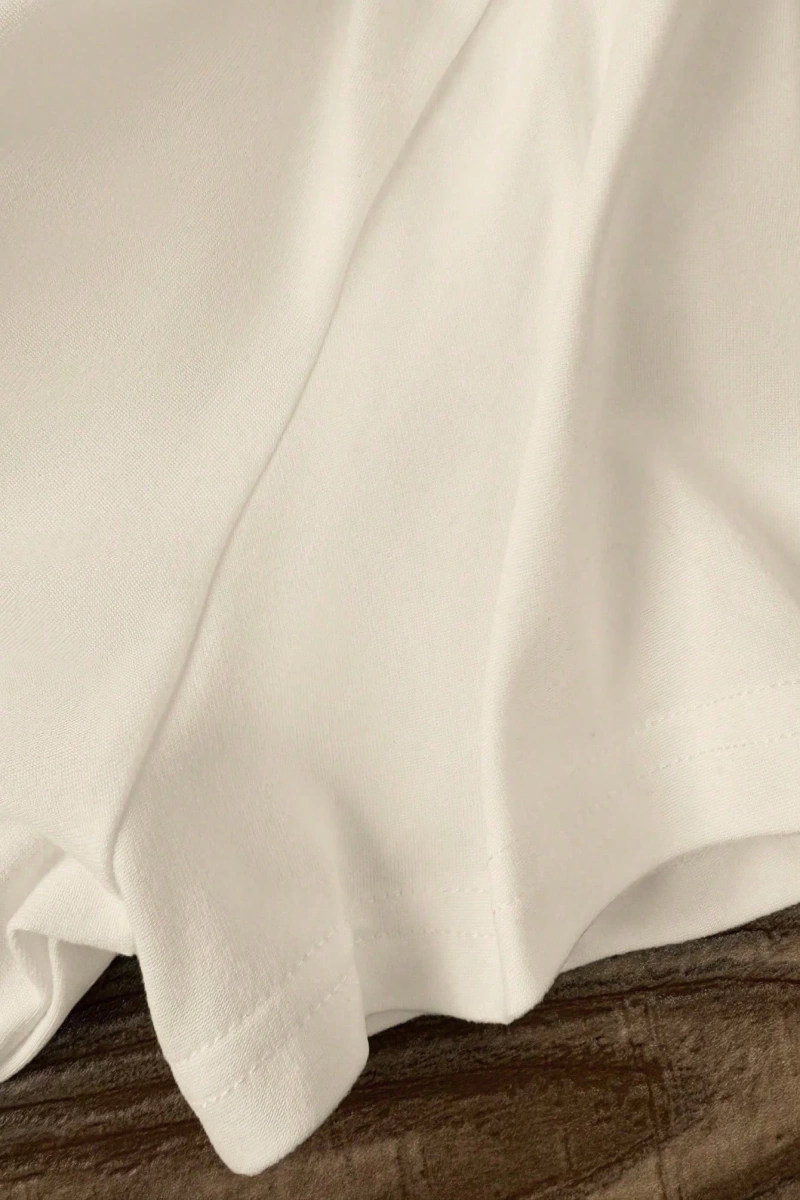 Rahat Çok Yönlü Minimalist Düz Renk Yuvarlak Yaka Kısa Kollu Tişört