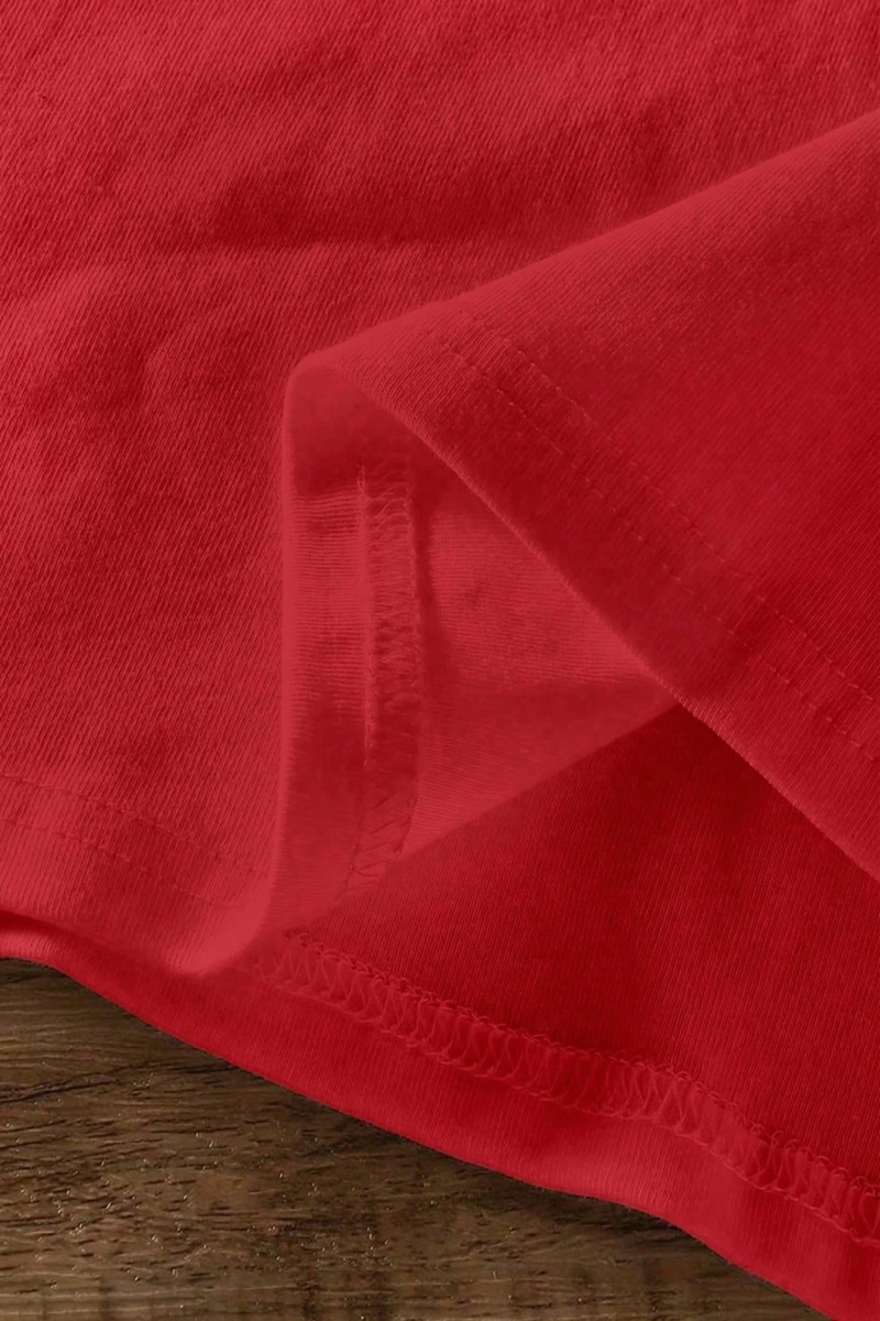 Rahat Çok Yönlü Minimalist Düz Renk Yuvarlak Yaka Kısa Kollu Tişört
