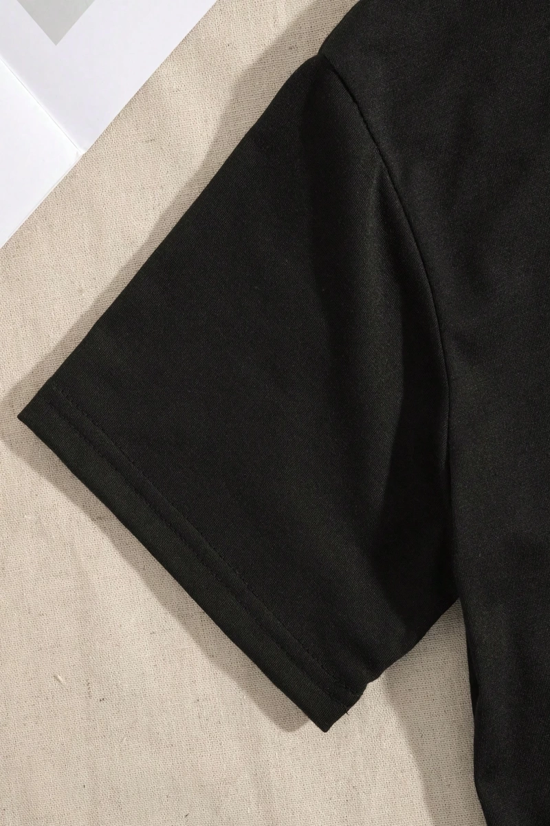 Rahat Çok Yönlü Minimalist Düz Renk Yuvarlak Yaka Kısa Kollu Tişört