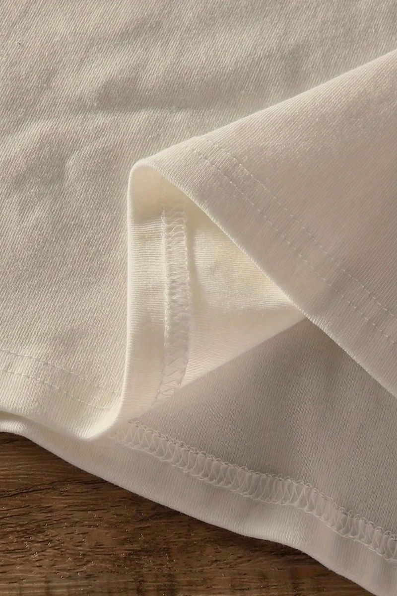 Rahat Çok Yönlü Minimalist Düz Renk Yuvarlak Yaka Kısa Kollu Tişört