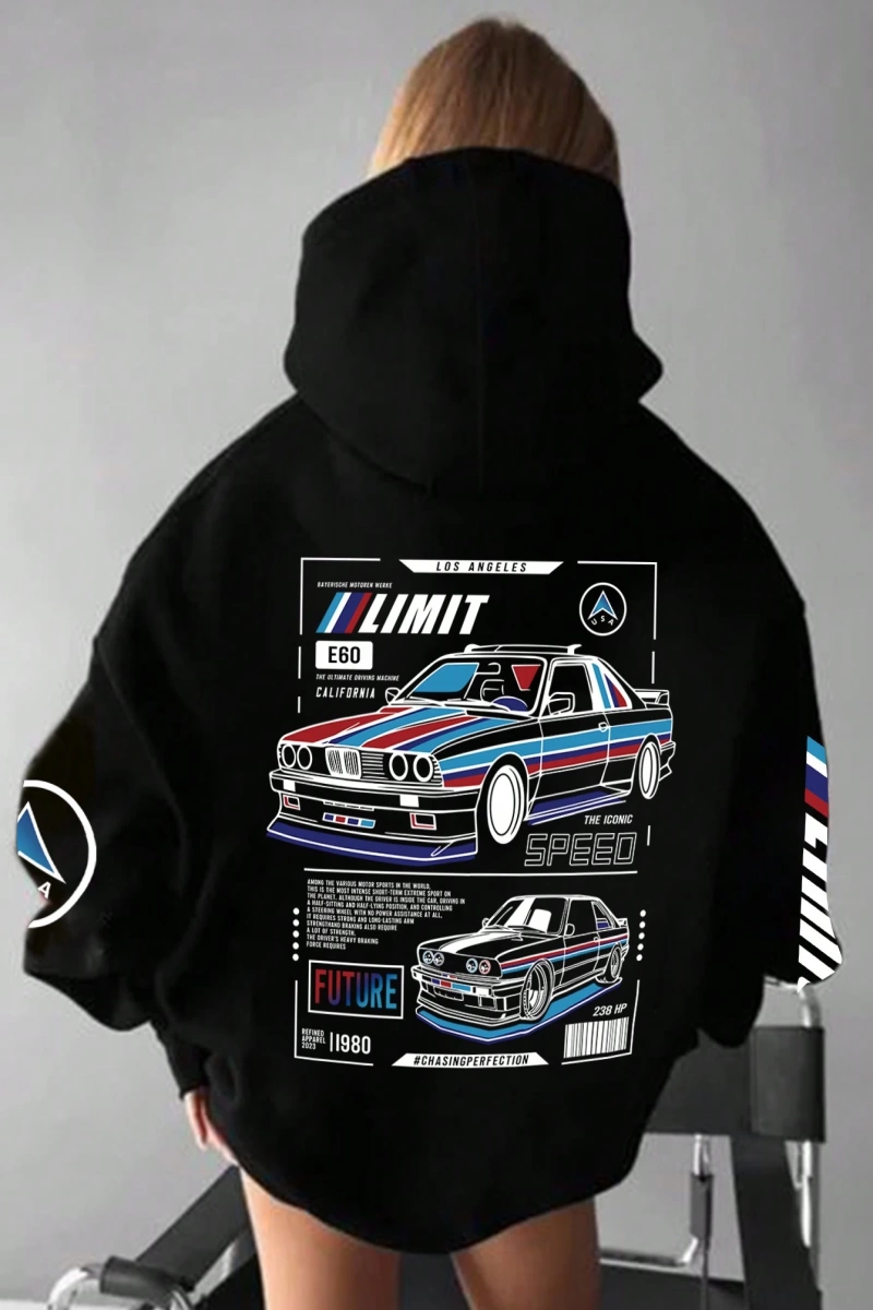 Rahat Fermuarlı Kapüşonlu Sweatshirt Araba Desenli ve Bağcıklı, Uzun Kollu Üstler Model 5190