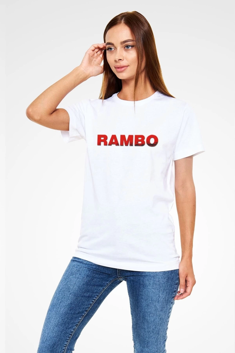 Rambo Beyaz Unisex Tişört T-Shirt