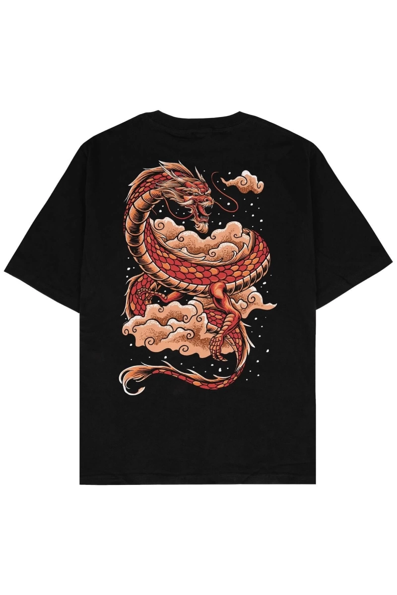 Red Dragon Siyah Oversize Unisex T-shirt