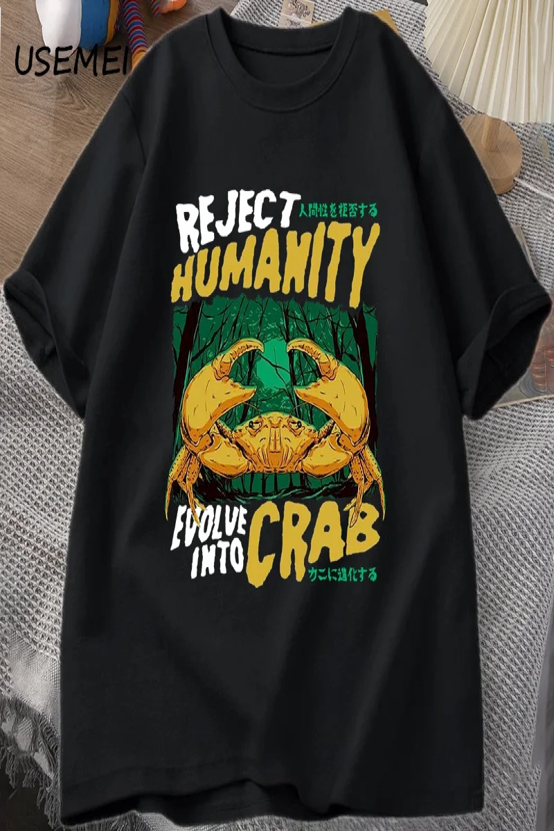 Reddetmek İnsanlık Yengeç T Shirt Korku Yengeç T-shirt Erkek Kadın Japon Tarzı Grafik Tees El 2873