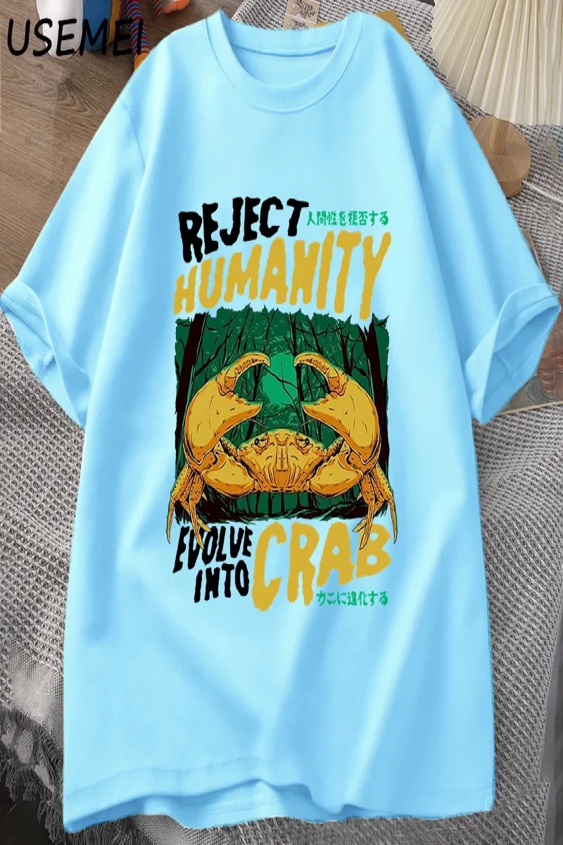 Reddetmek İnsanlık Yengeç T Shirt Korku Yengeç T-shirt Erkek Kadın Japon Tarzı Grafik Tees El 2873