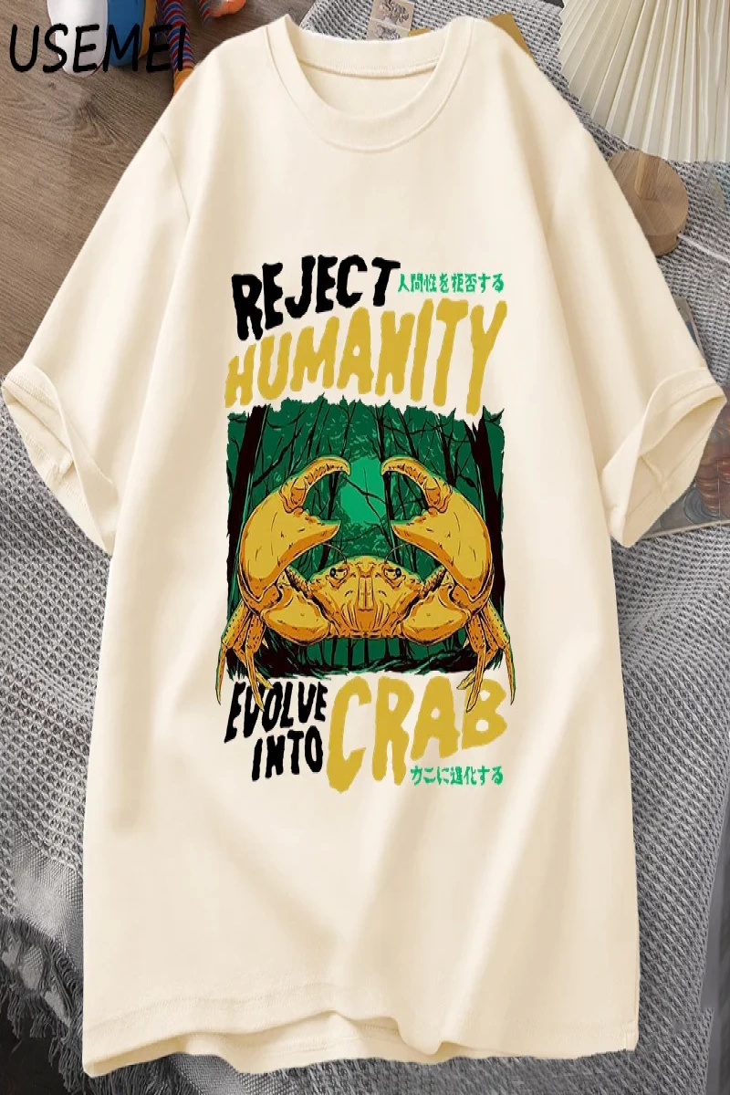 Reddetmek İnsanlık Yengeç T Shirt Korku Yengeç T-shirt Erkek Kadın Japon Tarzı Grafik Tees El 2873
