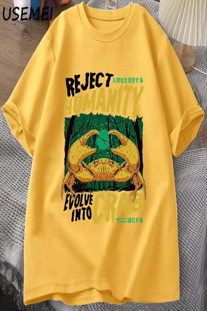 Reddetmek İnsanlık Yengeç T Shirt Korku Yengeç T-shirt Erkek Kadın Japon Tarzı Grafik Tees El 2873