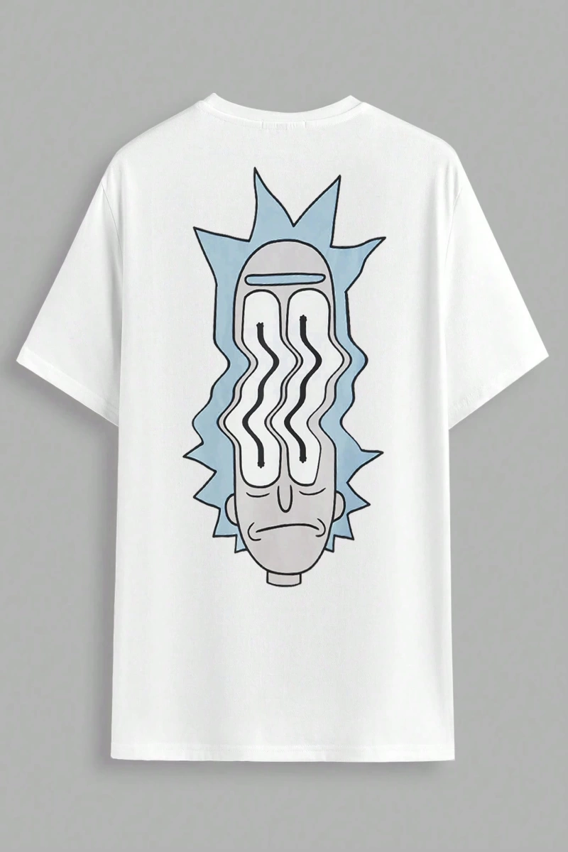 Rick and Morty X SHEIN Erkek Günlük Karikatür Karakter Baskılı Örme Kısa Kollu Beyaz Tişört,