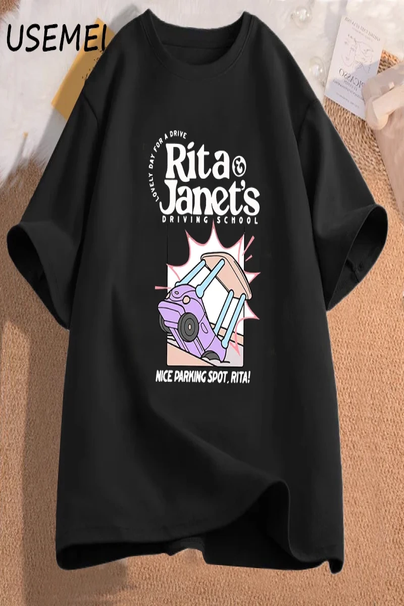 Rita ve Janetin Sürüş Okulu T Shirt Kadın Erkek Komik Grpahic T Shirt Okula Dönüş Tee Gömlek 2961