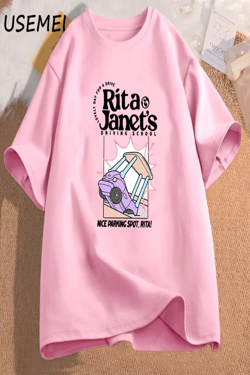 Rita ve Janetin Sürüş Okulu T Shirt Kadın Erkek Komik Grpahic T Shirt Okula Dönüş Tee Gömlek 2961