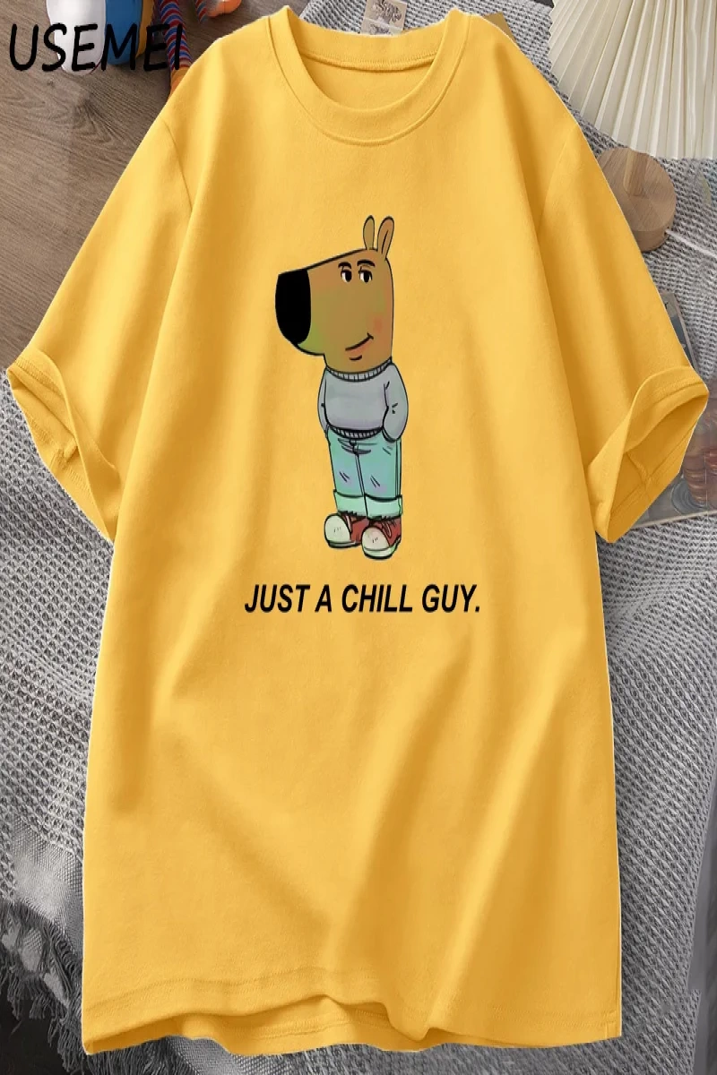 Sadece Bir Chill Guy Erkekler için T-shirt Komik Meme Grafik T Shirt Pamuk Rahat Kısa Kollu G 2795
