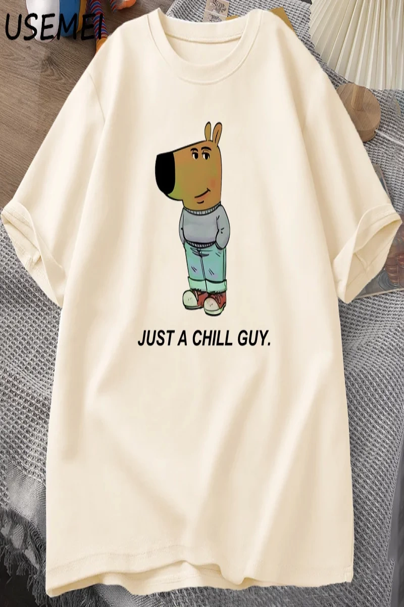 Sadece Bir Chill Guy Erkekler için T-shirt Komik Meme Grafik T Shirt Pamuk Rahat Kısa Kollu G 2795