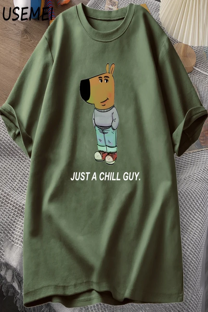 Sadece Bir Chill Guy Erkekler için T-shirt Komik Meme Grafik T Shirt Pamuk Rahat Kısa Kollu G 2795