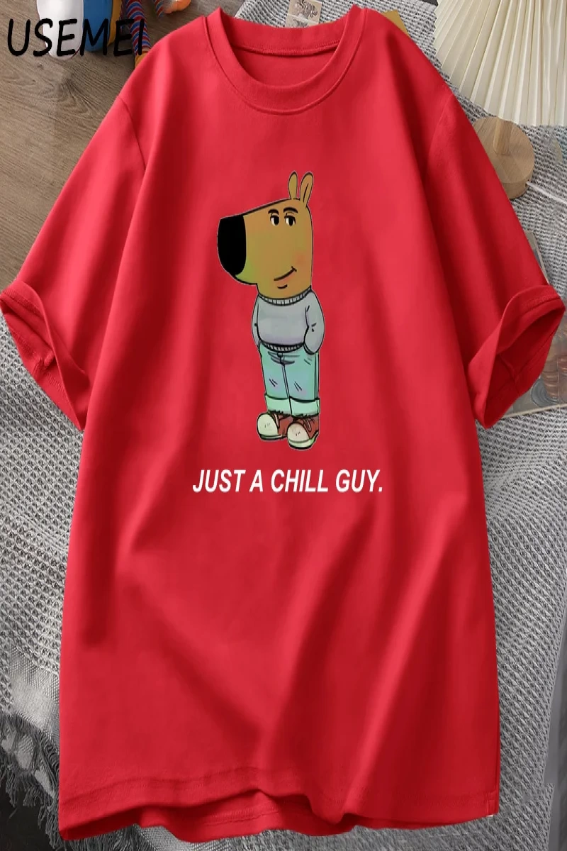 Sadece Bir Chill Guy Erkekler için T-shirt Komik Meme Grafik T Shirt Pamuk Rahat Kısa Kollu G 2795