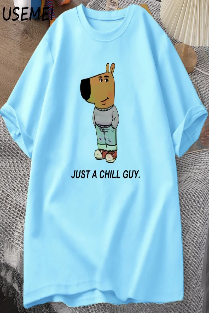 Sadece Bir Chill Guy Erkekler için T-shirt Komik Meme Grafik T Shirt Pamuk Rahat Kısa Kollu G 2795