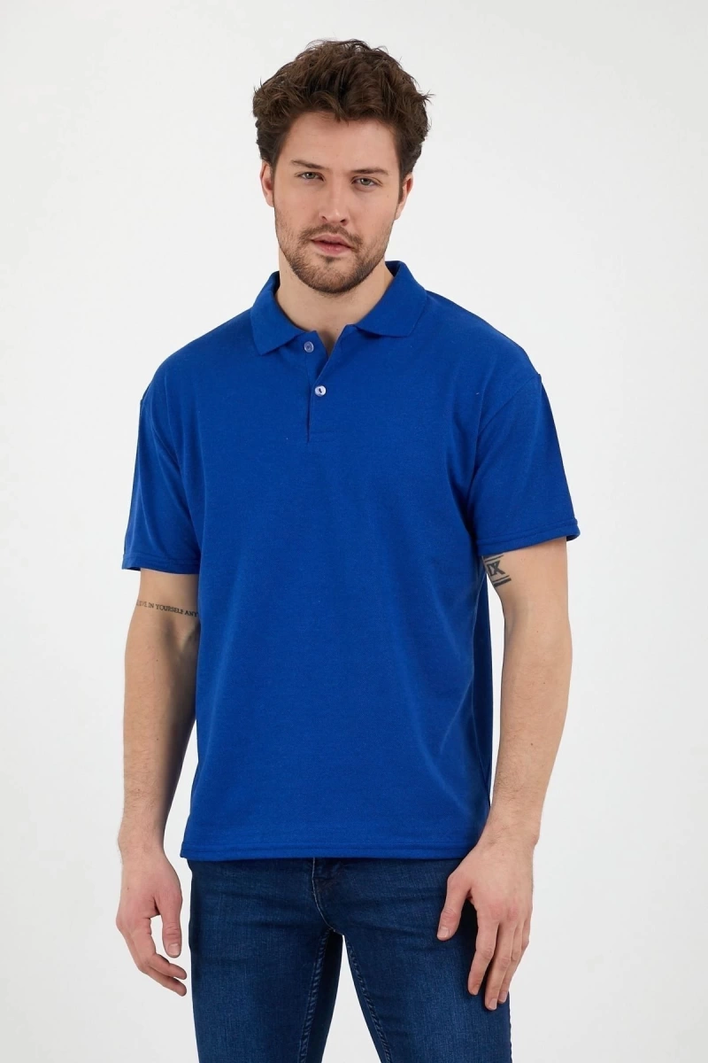 Saks Mavi Dar/slim Fitt Polo Yaka Tshirt