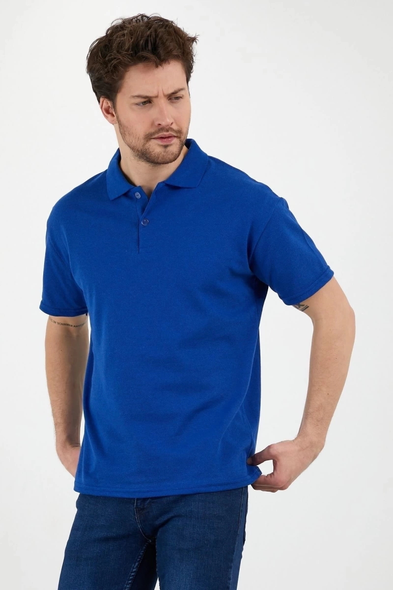 Saks Mavi Dar/slim Fitt Polo Yaka Tshirt