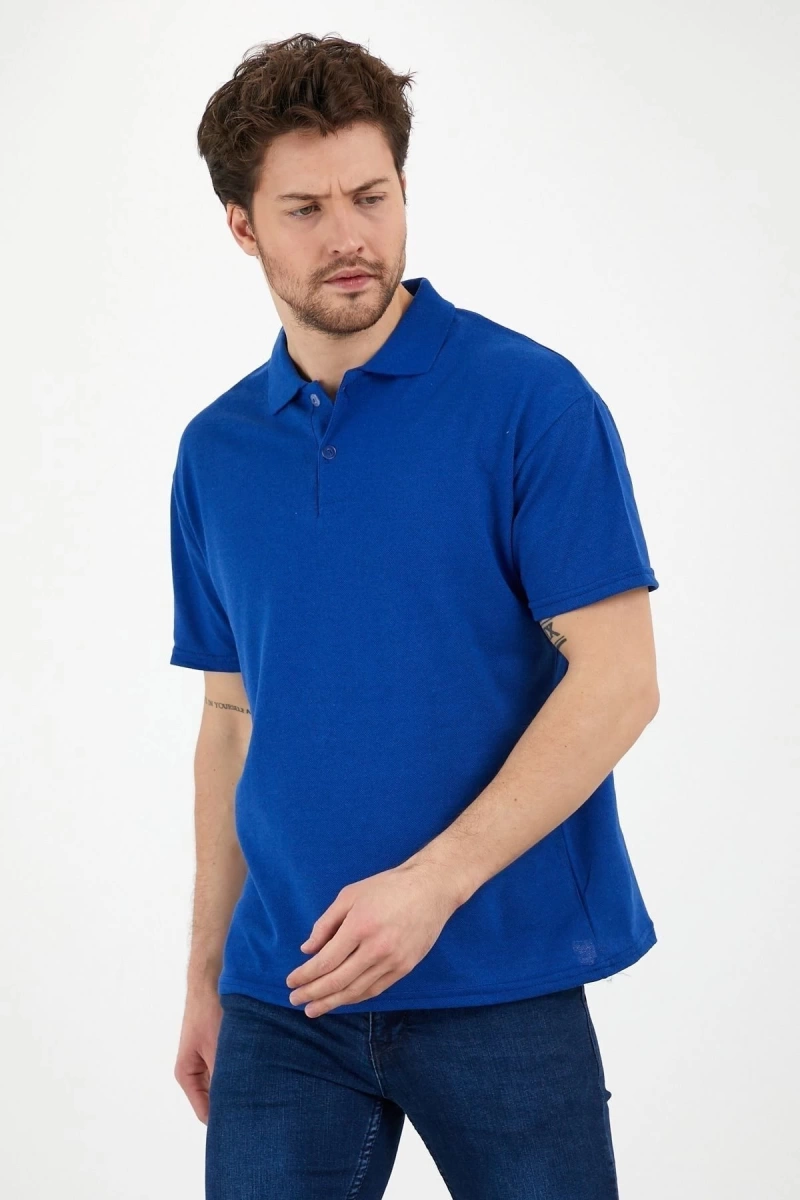 Saks Mavi Dar/slim Fitt Polo Yaka Tshirt