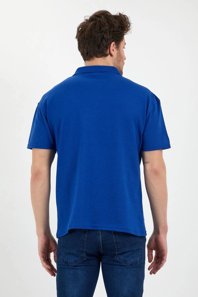 Saks Mavi Dar/slim Fitt Polo Yaka Tshirt