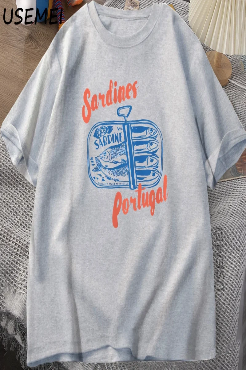 Sardalya Kalaylı Balık T-Shirt Portekiz Tshirt Vintage Seyahat Balık TGrafik Tee Avru 2843