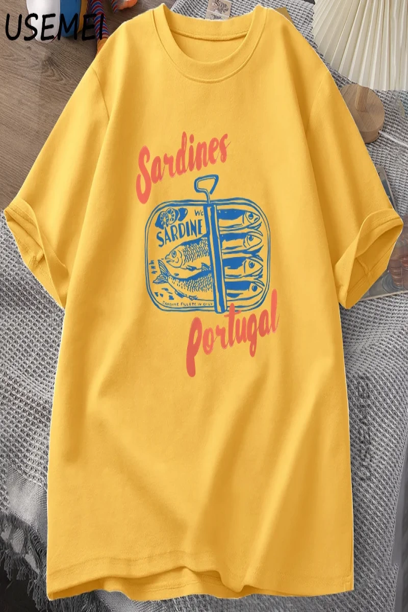 Sardalya Kalaylı Balık T-Shirt Portekiz Tshirt Vintage Seyahat Balık TGrafik Tee Avru 2843