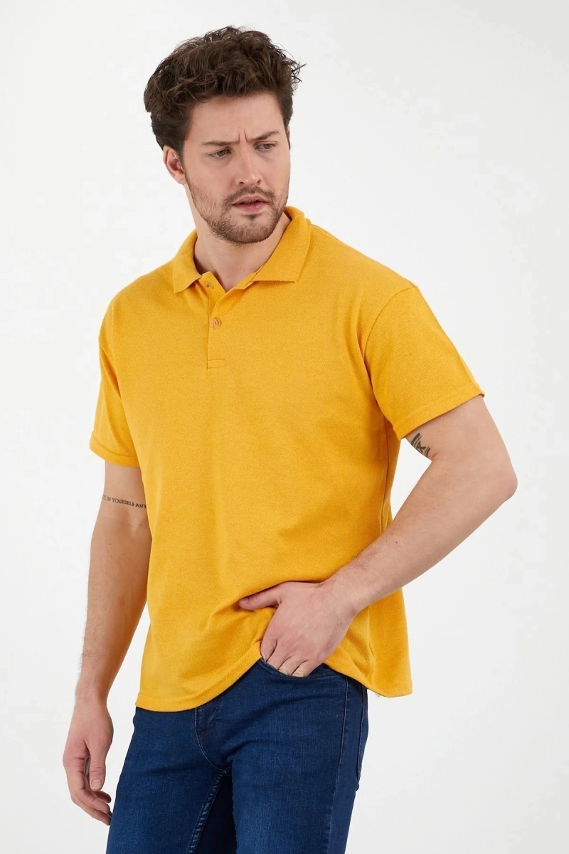 Sarı Dar/slim Fitt Polo Yaka Tshirt