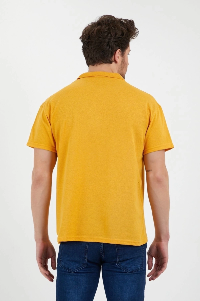 Sarı Dar/slim Fitt Polo Yaka Tshirt