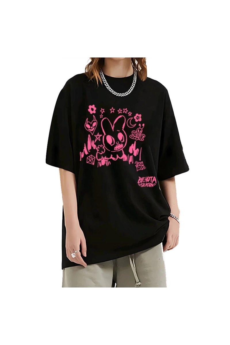 Şarkıcı Nicki Minaj Pembe Cuma 2 Dünya Turu Grafik T Shirt Erkek Kadın vintage Hip Hop Kısa K