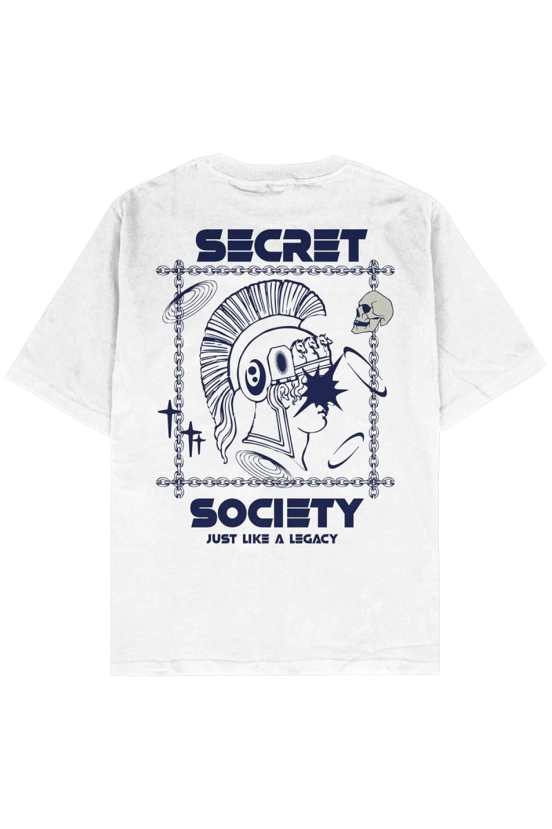 Secret Beyaz Oversize Unisex T-shirt