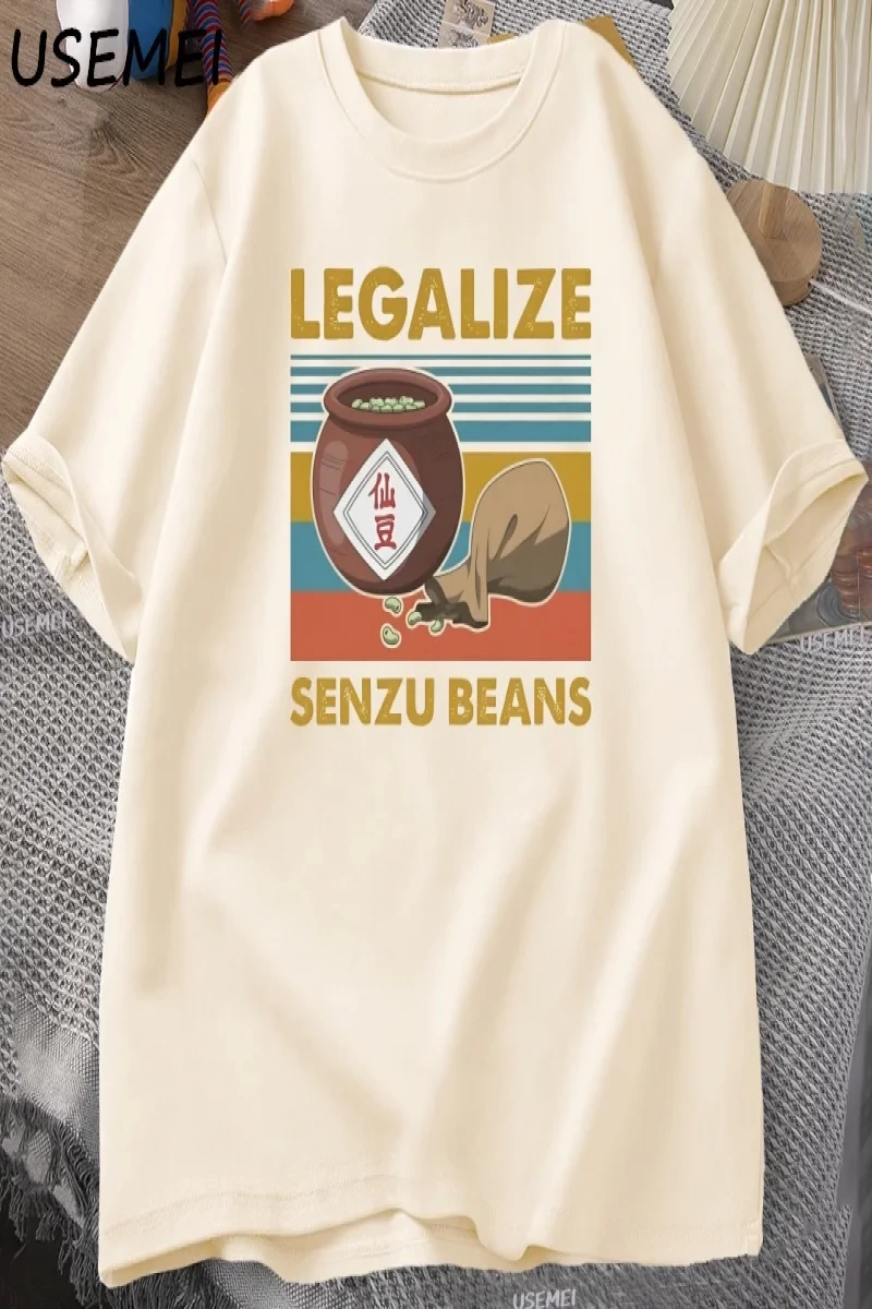 Senzu Fasulye TErkek Kadın Pamuk Büyük Boy Komik Grafik Tees Yaz Üstleri Vintage Bask 3078