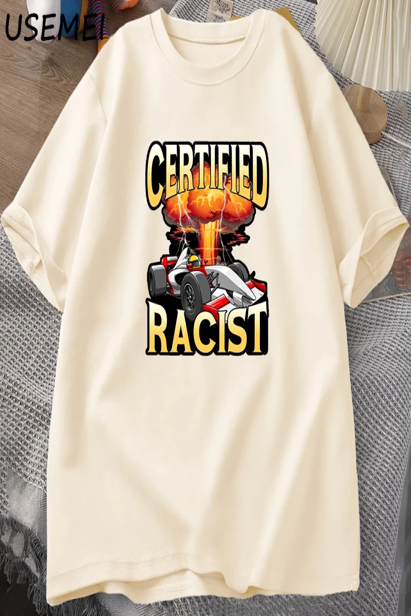 Sertifikalı irkçı T-shirt erkekler yaz pamuk kısa kollu Tshirt nostaljik araba yarış Racer Ts 2899
