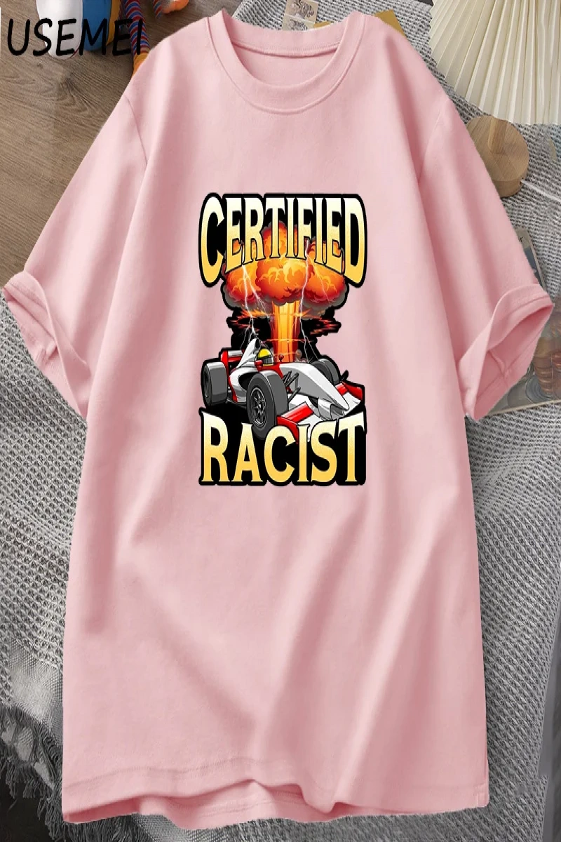 Sertifikalı irkçı T-shirt erkekler yaz pamuk kısa kollu Tshirt nostaljik araba yarış Racer Ts 2899