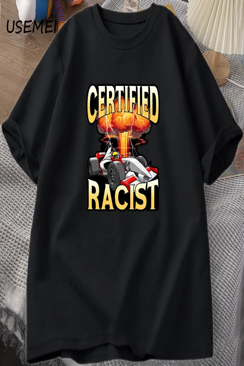 Sertifikalı irkçı T-shirt erkekler yaz pamuk kısa kollu Tshirt nostaljik araba yarış Racer Ts 2899