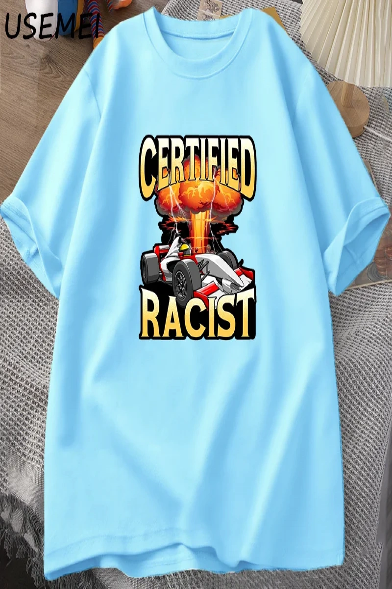Sertifikalı irkçı T-shirt erkekler yaz pamuk kısa kollu Tshirt nostaljik araba yarış Racer Ts 2899