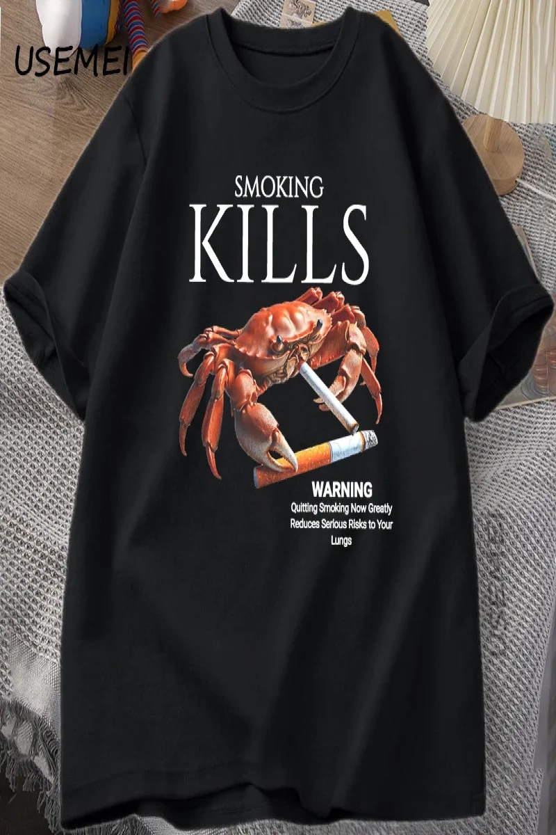Sigara Öldürür Yengeç T Shirt Unhinged Weirdcore T-Shirt Garip Grafik Tee Harajuku Pamuk Kısa 2869