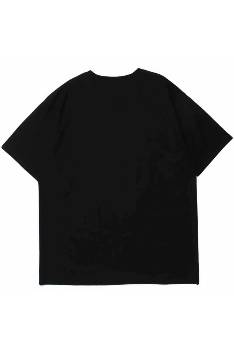 Siyah Feel Good Ayı Baskılı Oversize Bisiklet Yaka Erkek Tişört