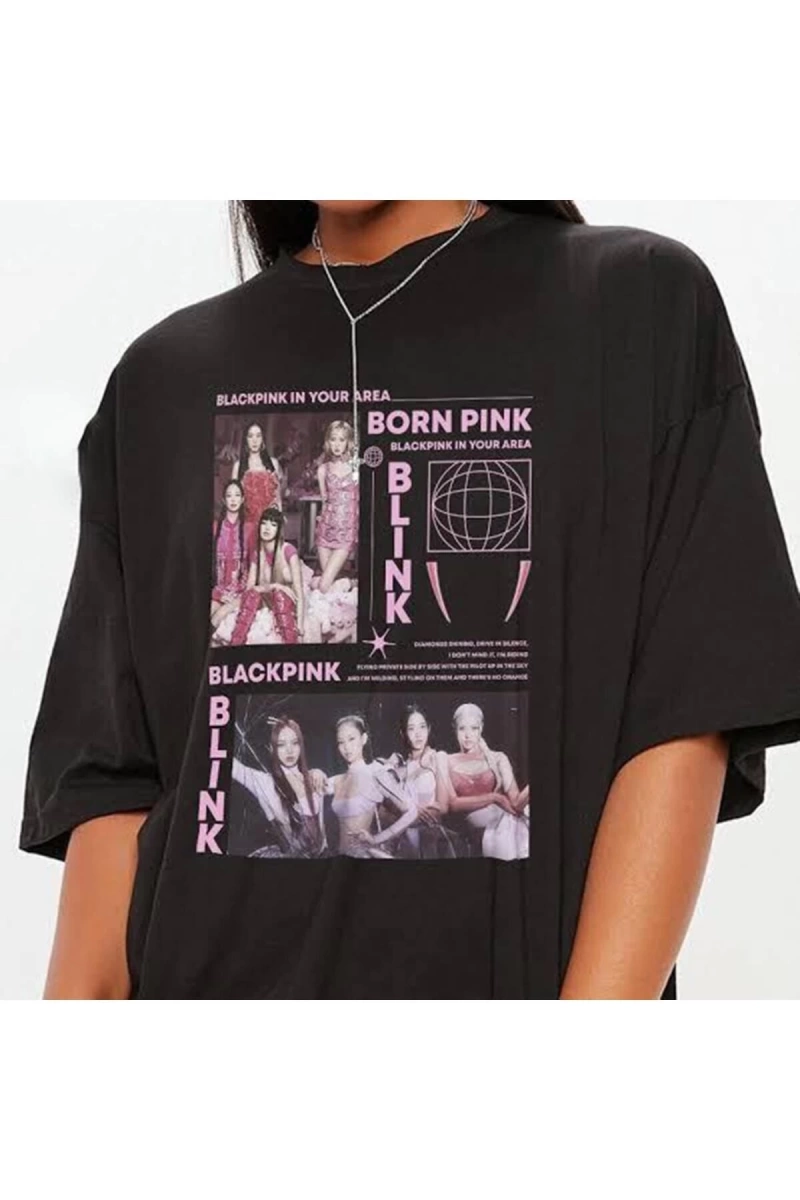 Siyah K-pop Black Pink - Born Pink In Your Area T-shirt Et1945