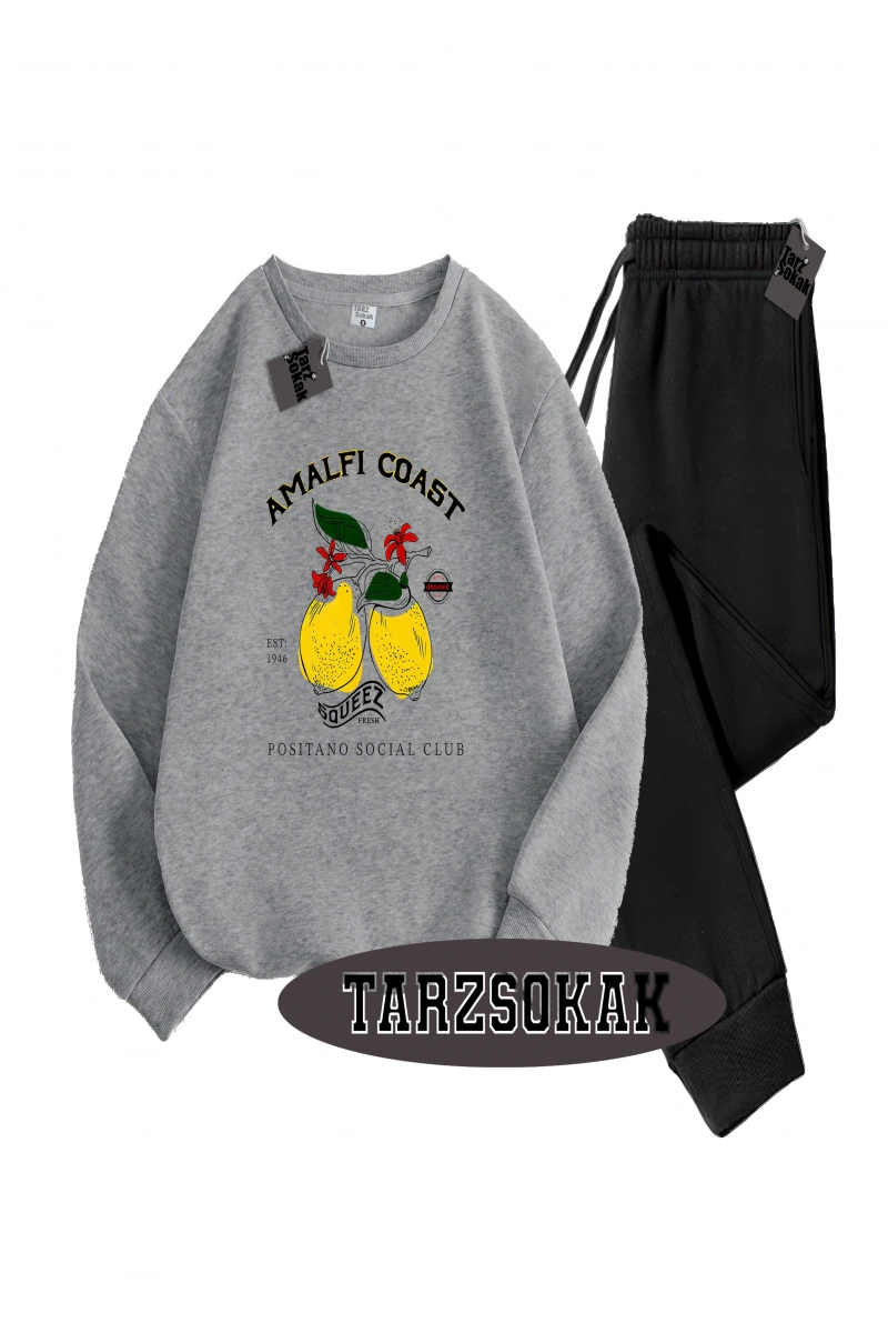 Siyah Kapşonlu Amalfi coast Detaylı ikili TAKIM