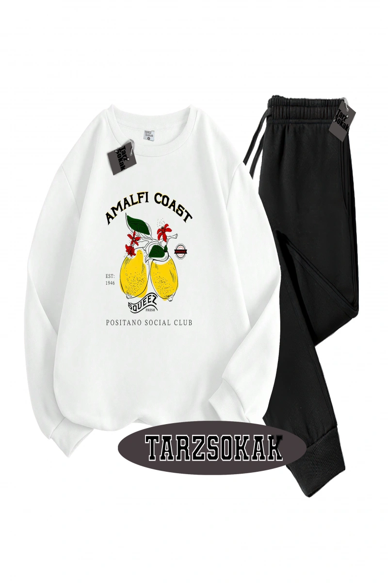 Siyah Kapşonlu Amalfi coast Detaylı ikili TAKIM