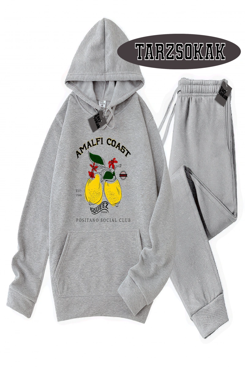 Siyah Kapşonlu Amalfi coast Detaylı ikili TAKIM