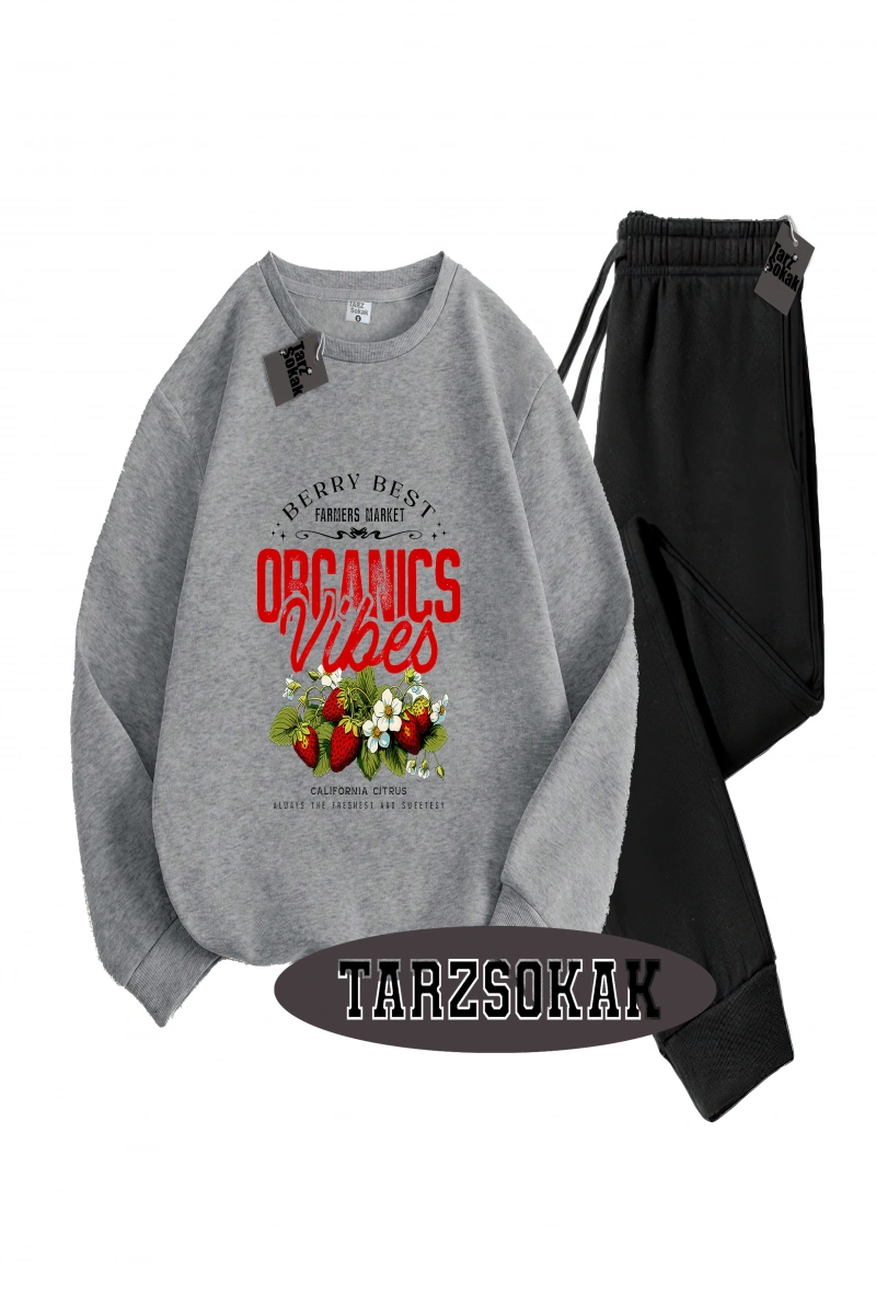 Siyah Kapşonlu Çilek Detaylı ikili TAKIM