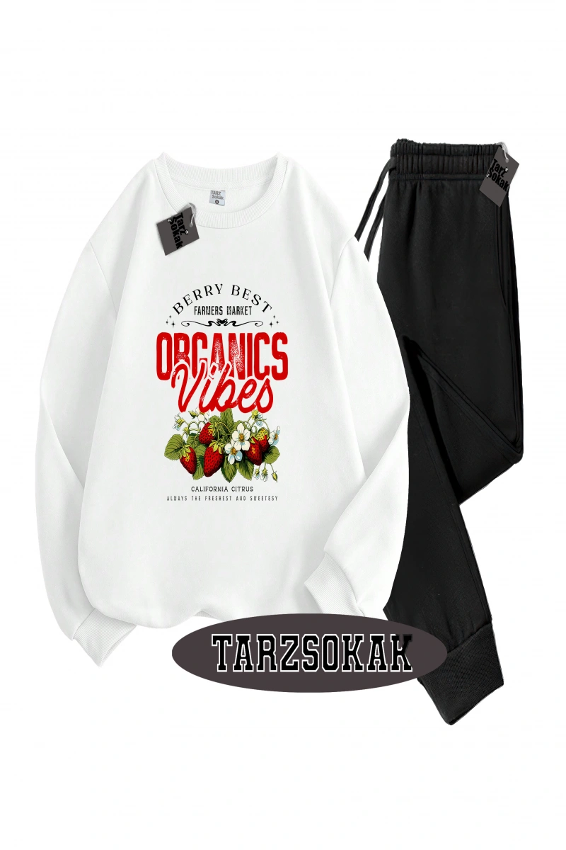 Siyah Kapşonlu Çilek Detaylı ikili TAKIM