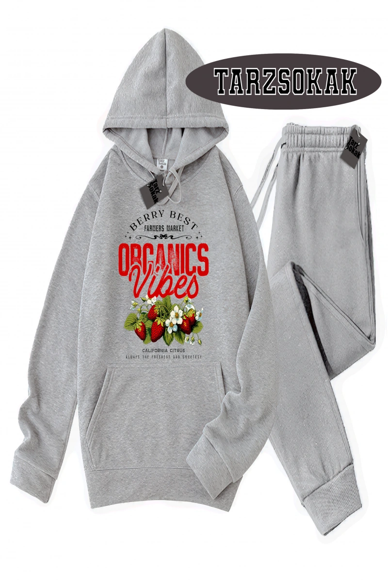 Siyah Kapşonlu Çilek Detaylı ikili TAKIM