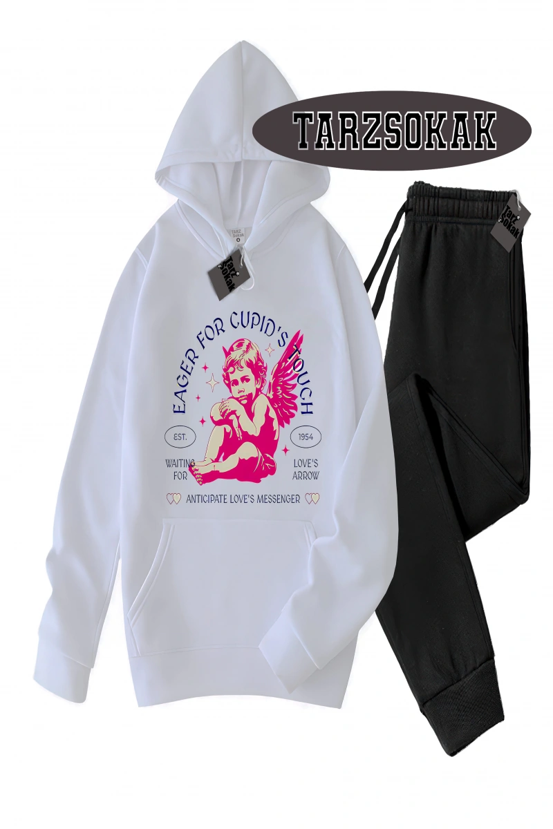 Siyah Kapşonlu Eager Detaylı ikili TAKIM