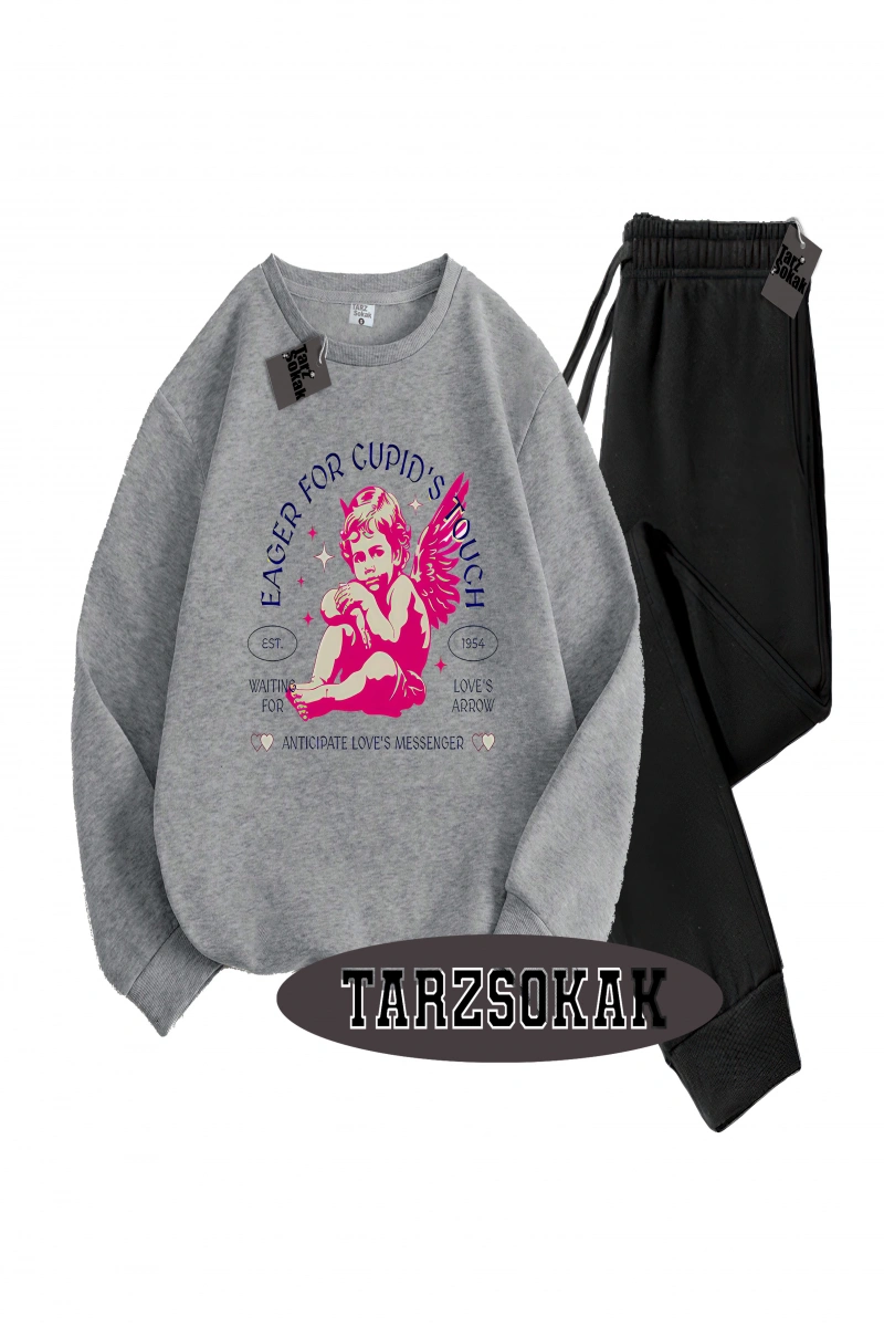 Siyah Kapşonlu Eager Detaylı ikili TAKIM