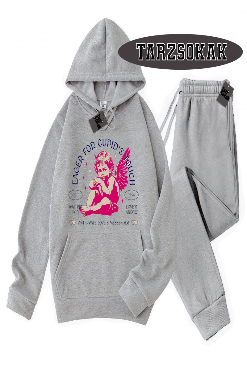 Siyah Kapşonlu Eager Detaylı ikili TAKIM