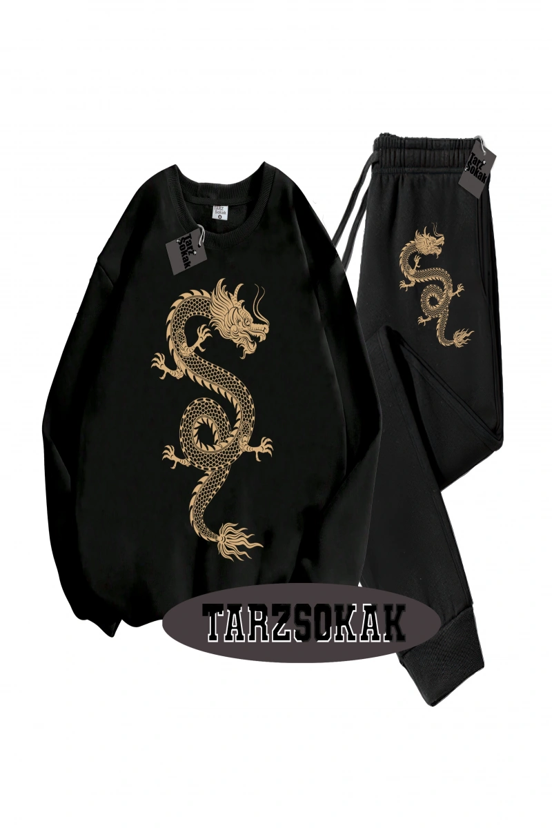 Siyah Kapşonlu Ejderha Detaylı ikili TAKIM
