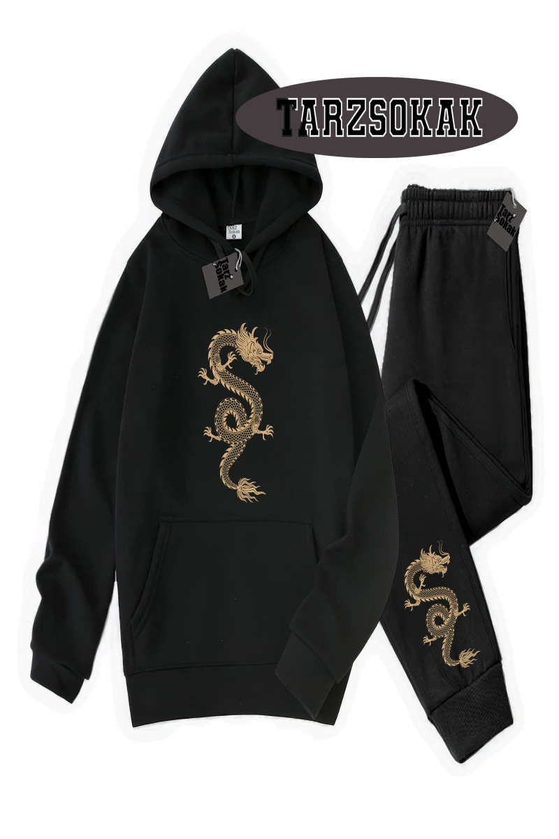 Siyah Kapşonlu Ejderha Detaylı ikili TAKIM