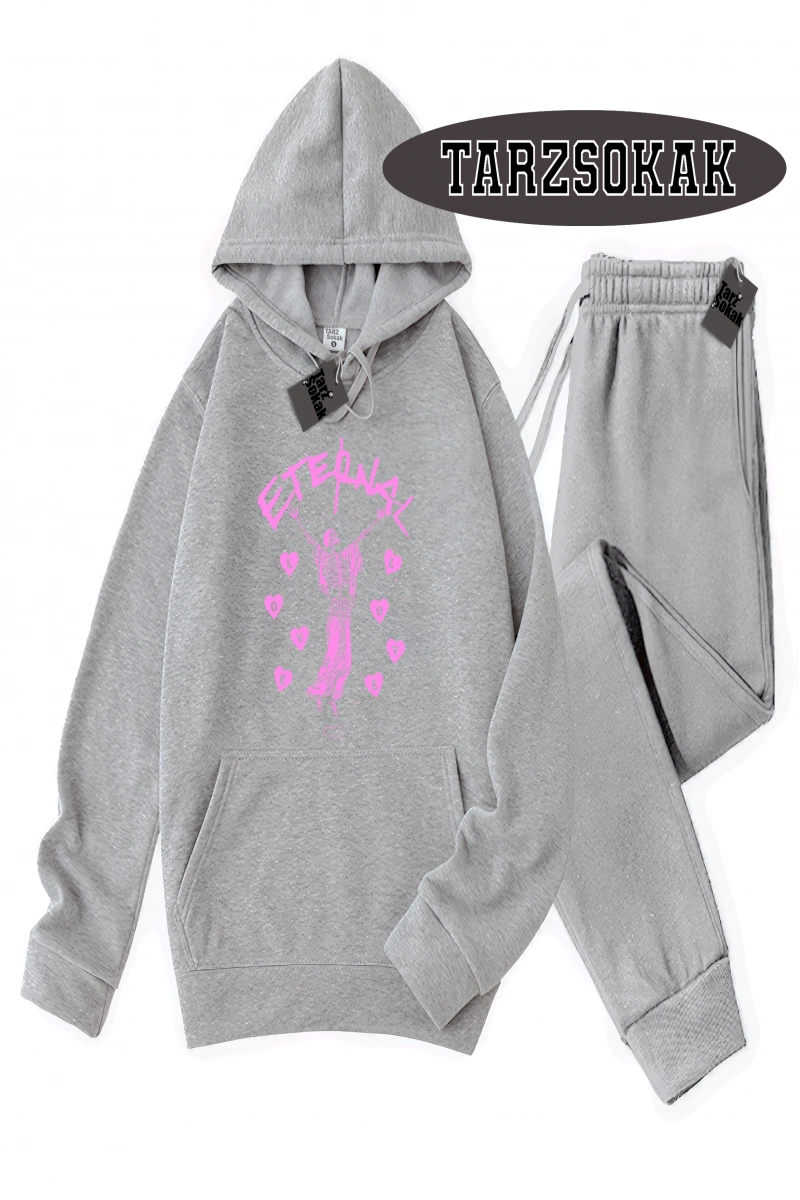 Siyah Kapşonlu Eternal Detaylı ikili TAKIM